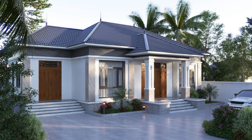 Tuyển chọn 20+ mẫu nhà biệt thự mái Nhật 1 tầng 3 phòng ngủ đẹp siêu mê